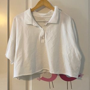 Cropped button up tee